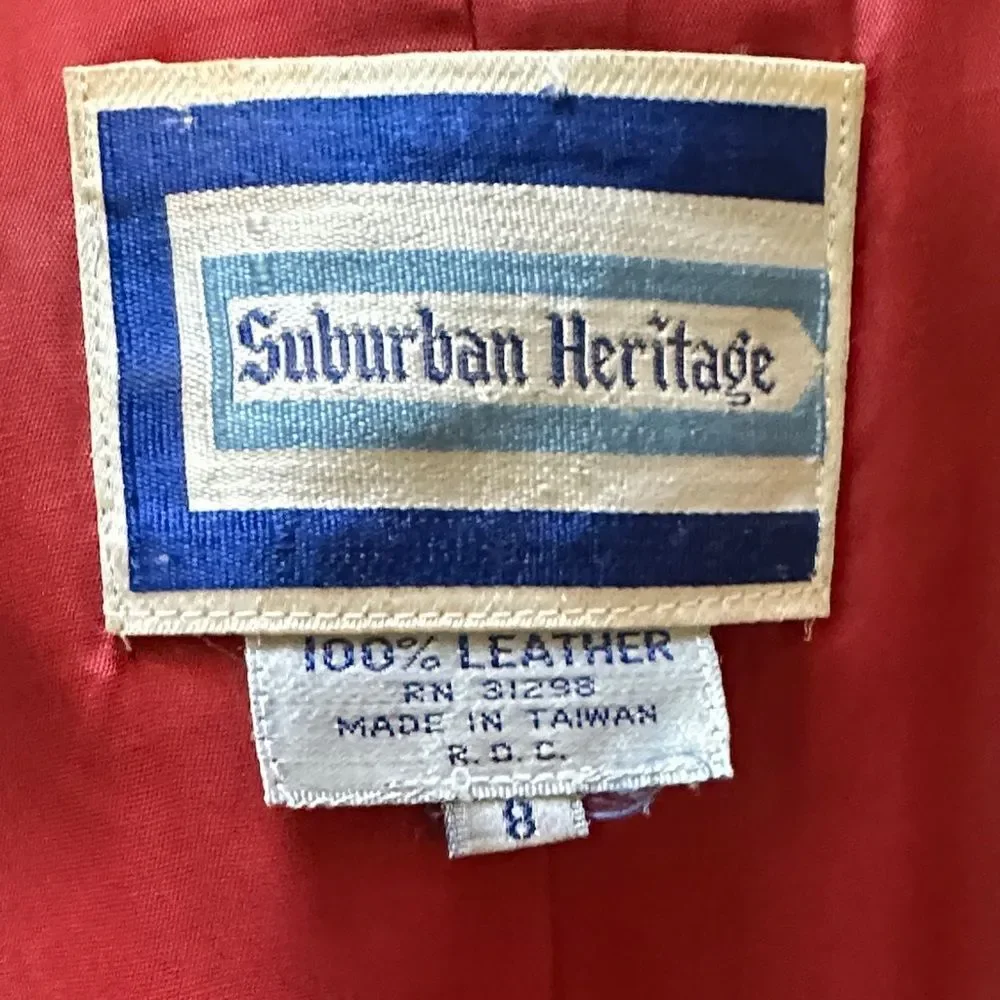 Vintage 1-of-a-Kind Burgundy-Red Leather Jacket with Ombré Collar - Picture 11 of 13